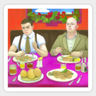 British Queer Couple Having Dinner Sticker